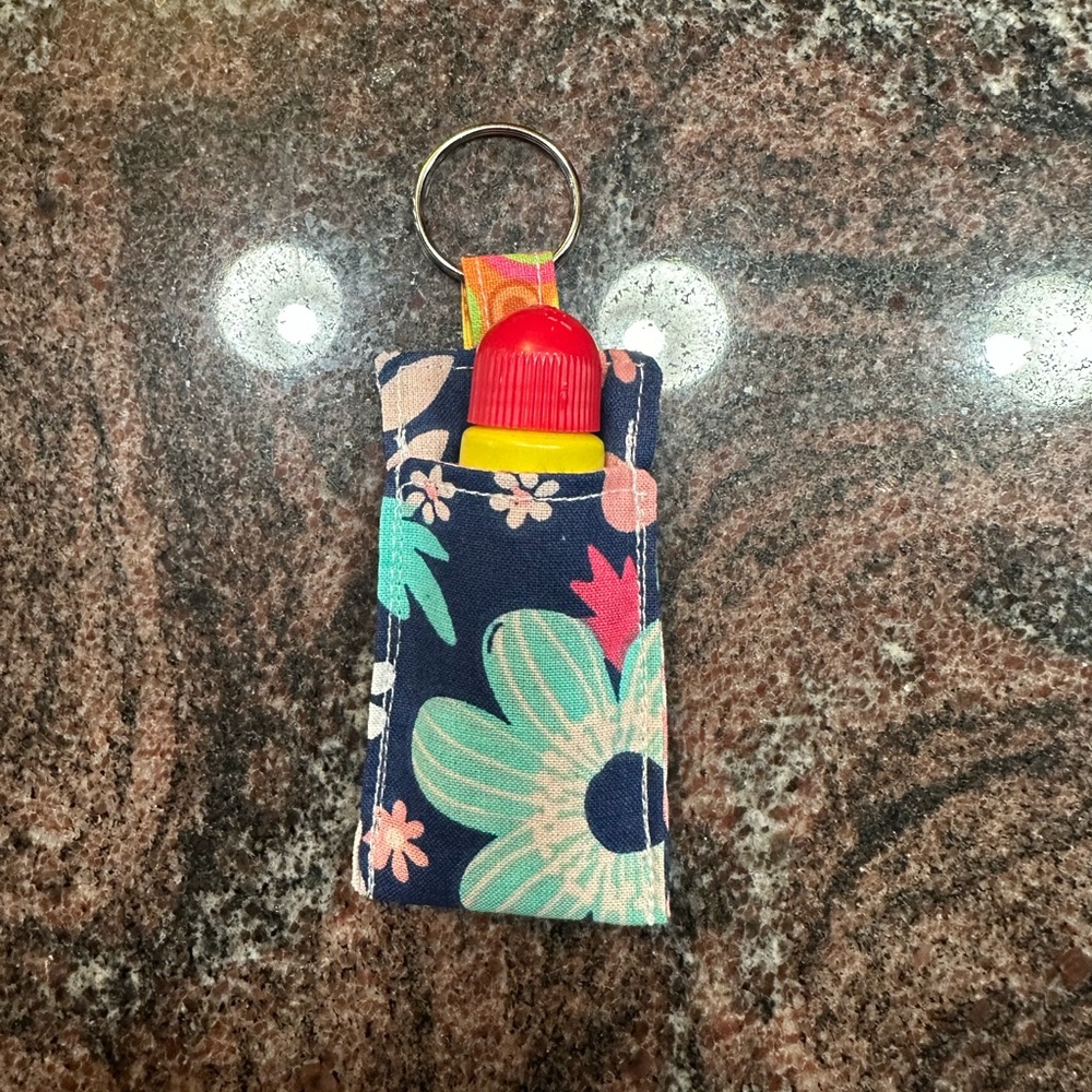 Handmade lip balm holder keychain- floral print